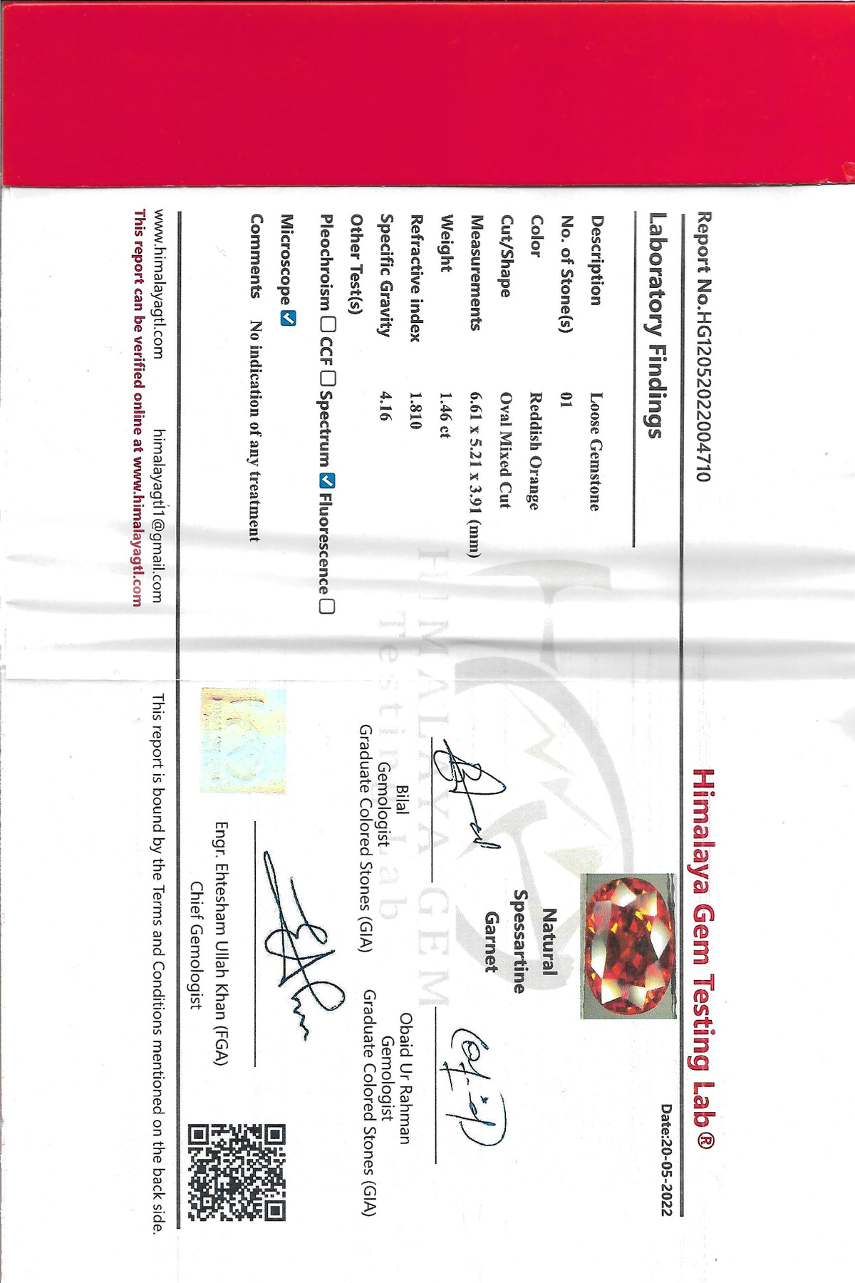 1.46ct Garnet Spessarite