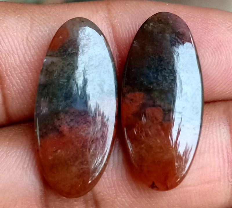 18ct Moss Agate Pair - alternate view 2