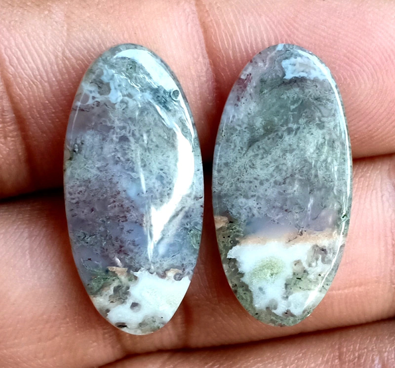 18ct Moss Agate Pair - alternate view 2