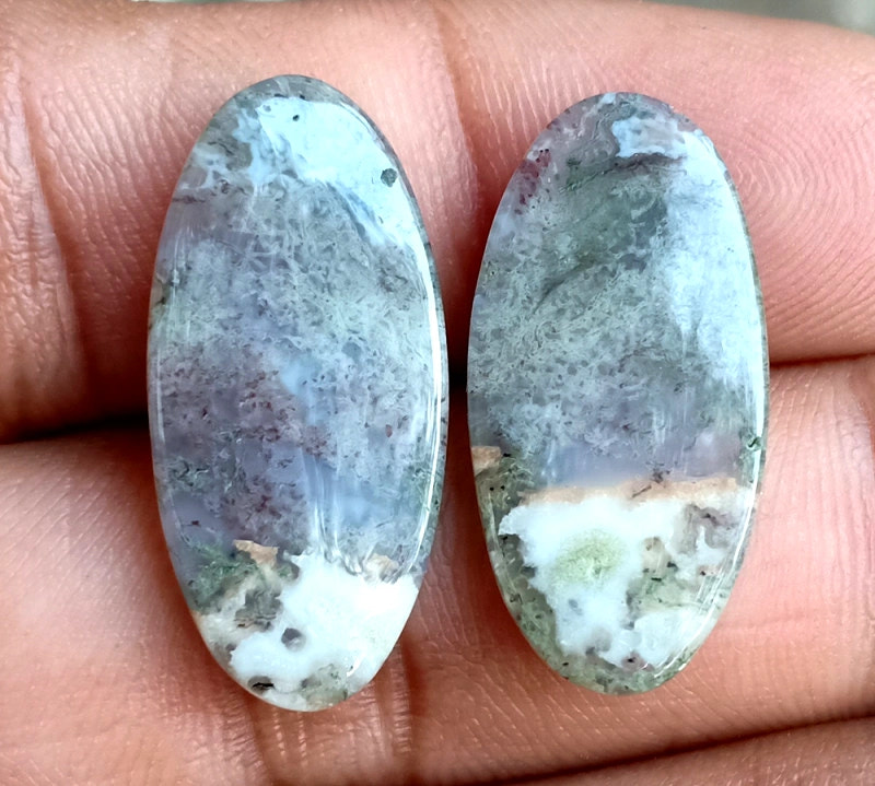 18ct Moss Agate Pair - alternate view 3