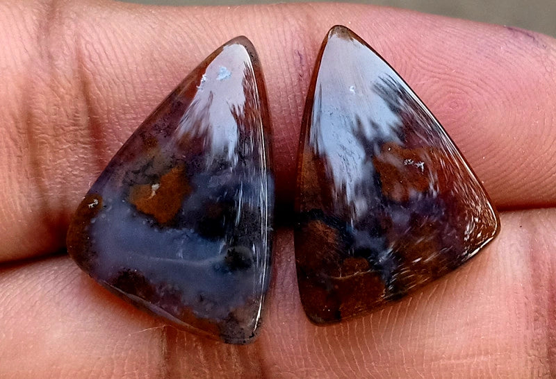 20ct Moss Agate Pair
