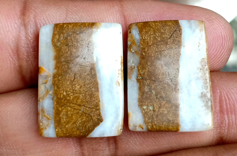 27.25ct Brown Palm Jasper Pair - alternate view 2