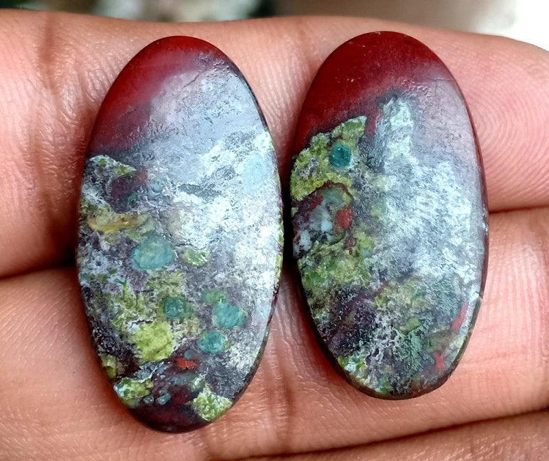 28.75ct Dragon Bloodstone Jasper Pair - alternate view 3