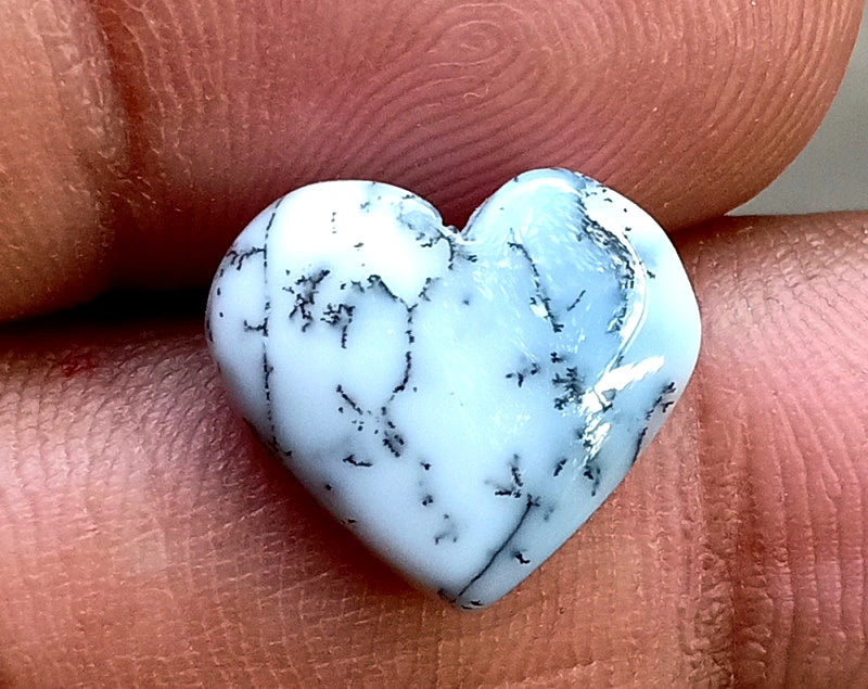 3.85ct Dendrite Opal Heart - alternate view 3