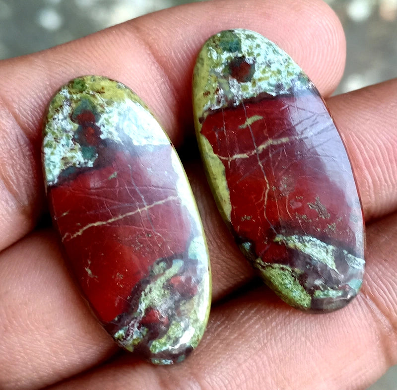 35.7ct Dragon Bloodstone Jasper Pair - alternate view 2