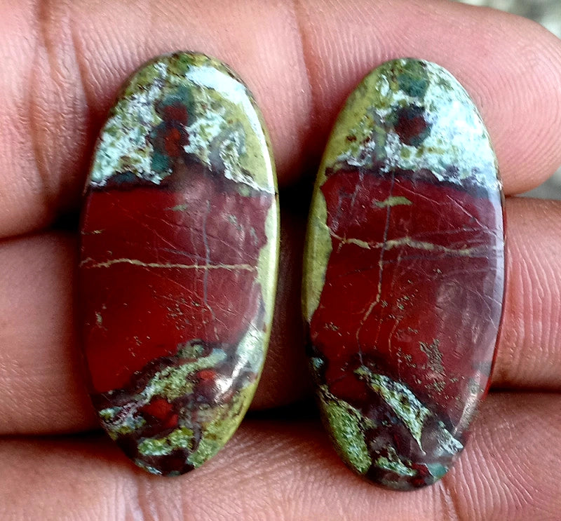 35.7ct Dragon Bloodstone Jasper Pair - alternate view 3
