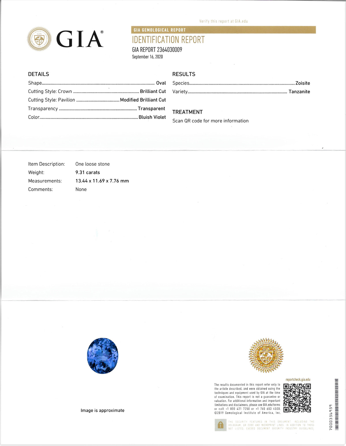 9.31ct Tanzanite - alternate view 2